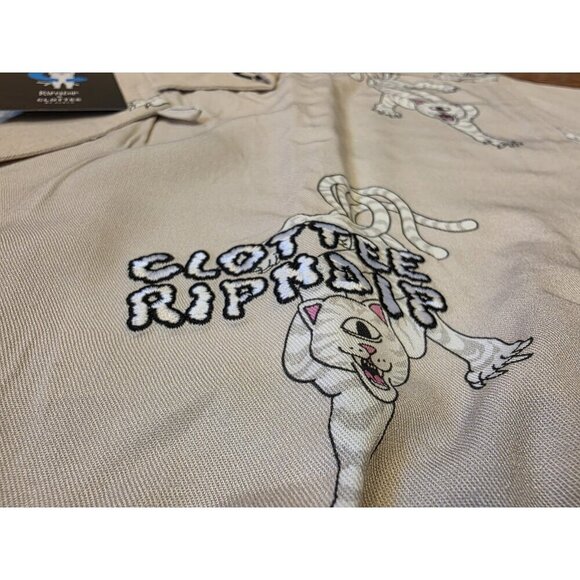 RIPNDIP X Clottee By Clot Dress Shirt Mens Sz XL Long Sleeve Button Up Beige NWT - Picture 6 of 16